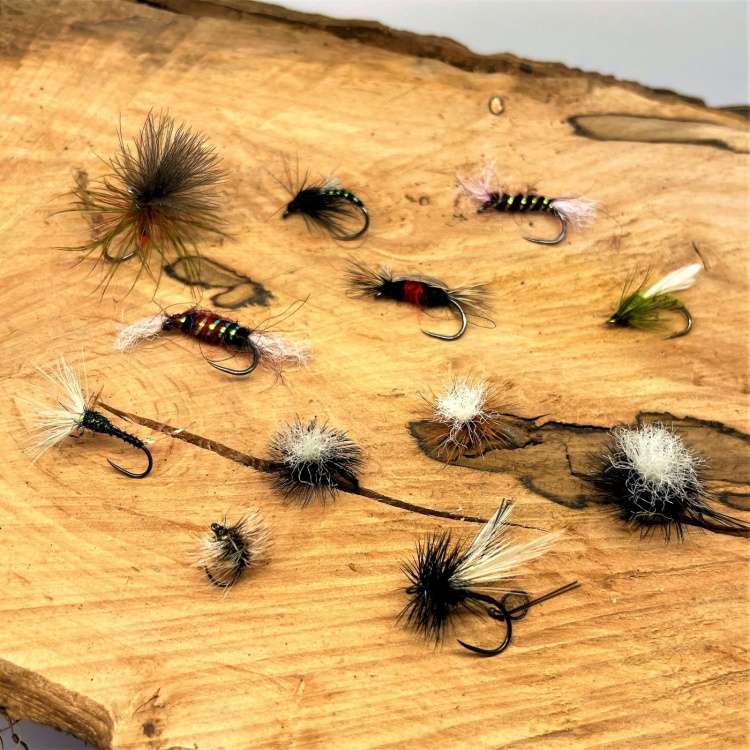 Caledonia Flies Barbless April Stillwater Dry Collection #12-18 Fishing Fly Assortment